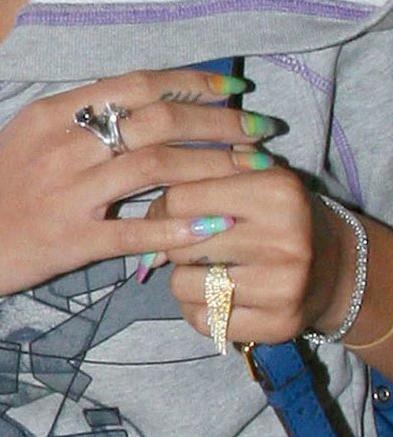 rihanna tiger print nails. Rihanna nails rainbow